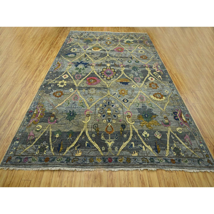 9'1" x 12'1" New Hand Knotted Grey Wool Rectangle Oriental Rug - MOA10276686