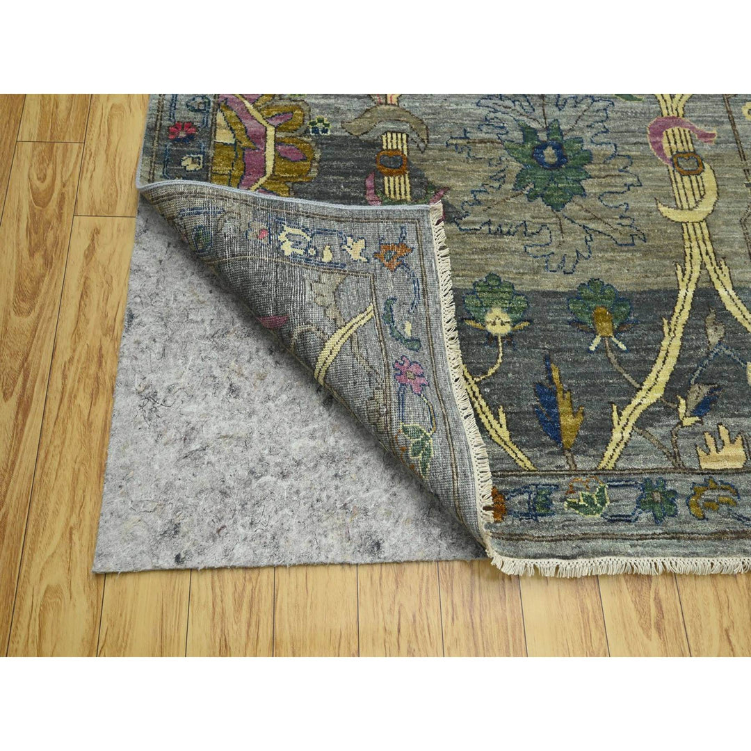 9'1" x 12'1" New Hand Knotted Grey Wool Rectangle Oriental Rug - MOA10276686
