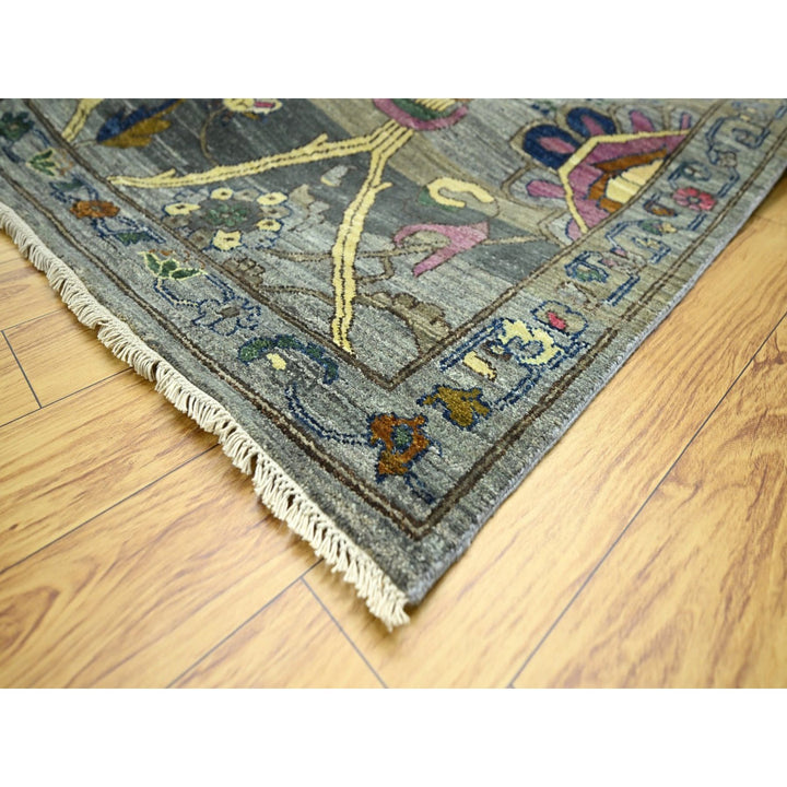 9'1" x 12'1" New Hand Knotted Grey Wool Rectangle Oriental Rug - MOA10276686