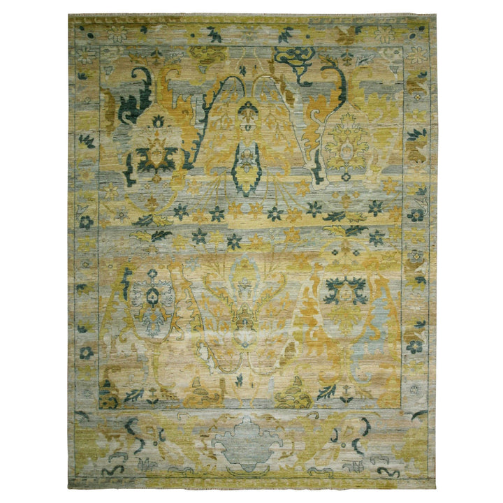 9'1" x 12'1" New Hand Knotted Grey Wool Rectangle Oriental Rug - MOA10276687