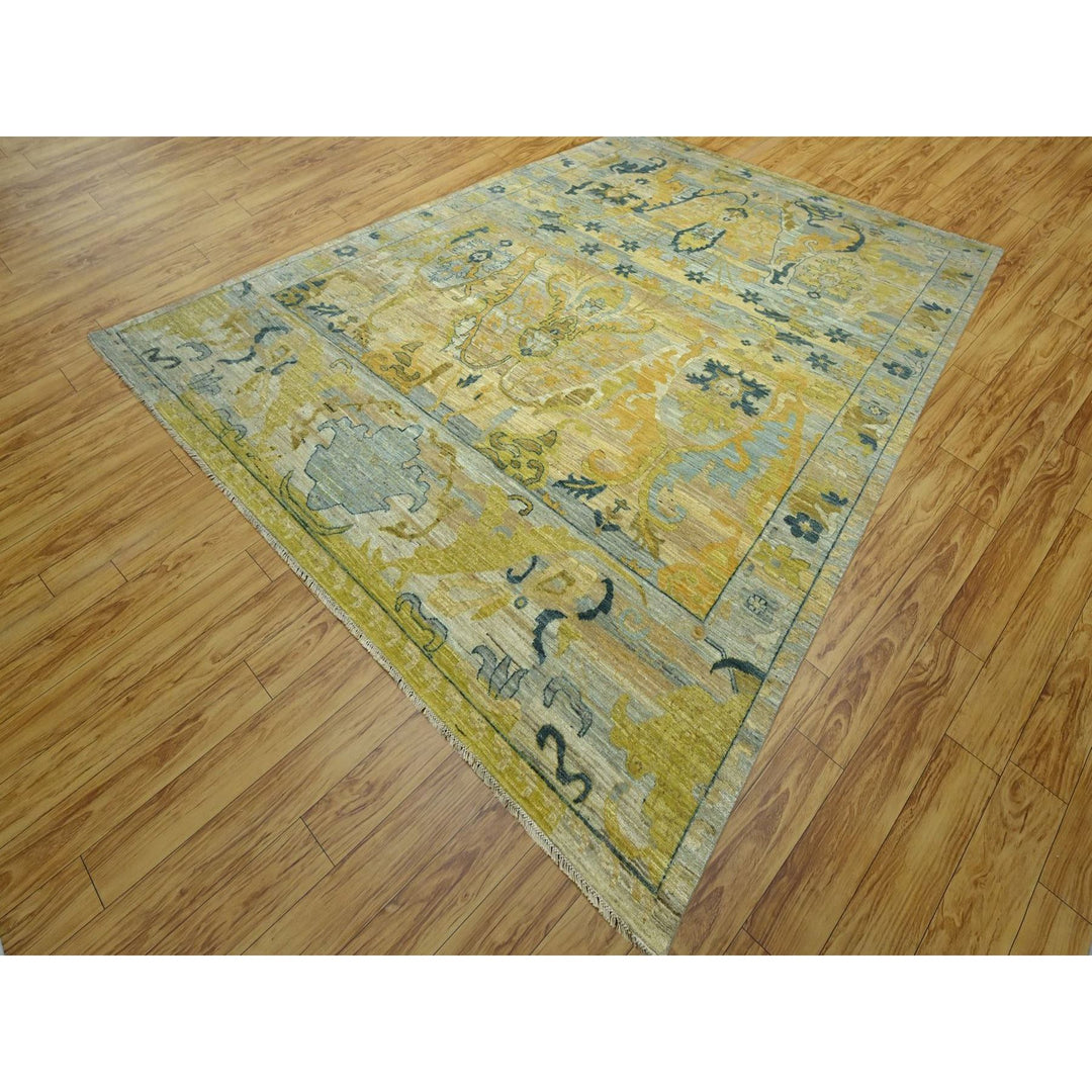 9'1" x 12'1" New Hand Knotted Grey Wool Rectangle Oriental Rug - MOA10276687