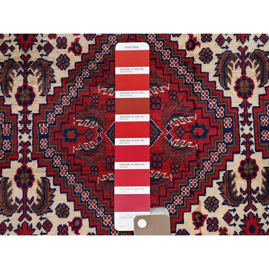 9'10" x 13'0" New Hand Knotted Red Wool Rectangle Oriental Rug - MOA102766
