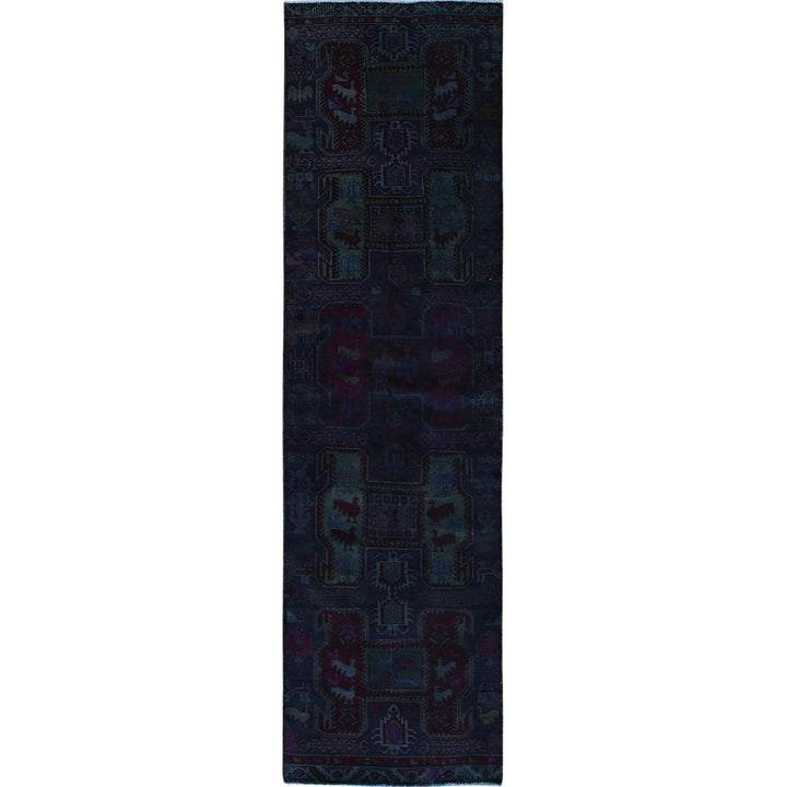 2'11" x 9'9" Vintage Hand Knotted Purple Wool Runner Oriental Rug - MOA102778