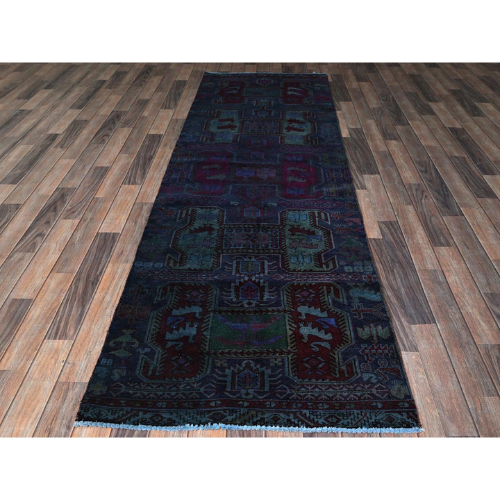 2'11" x 9'9" Vintage Hand Knotted Purple Wool Runner Oriental Rug - MOA102778