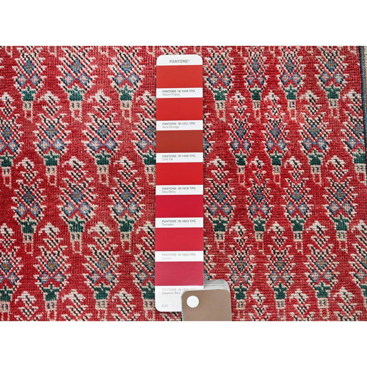 3'2" x 12'4" Vintage Hand Knotted Red Wool Runner Oriental Rug - MOA102779