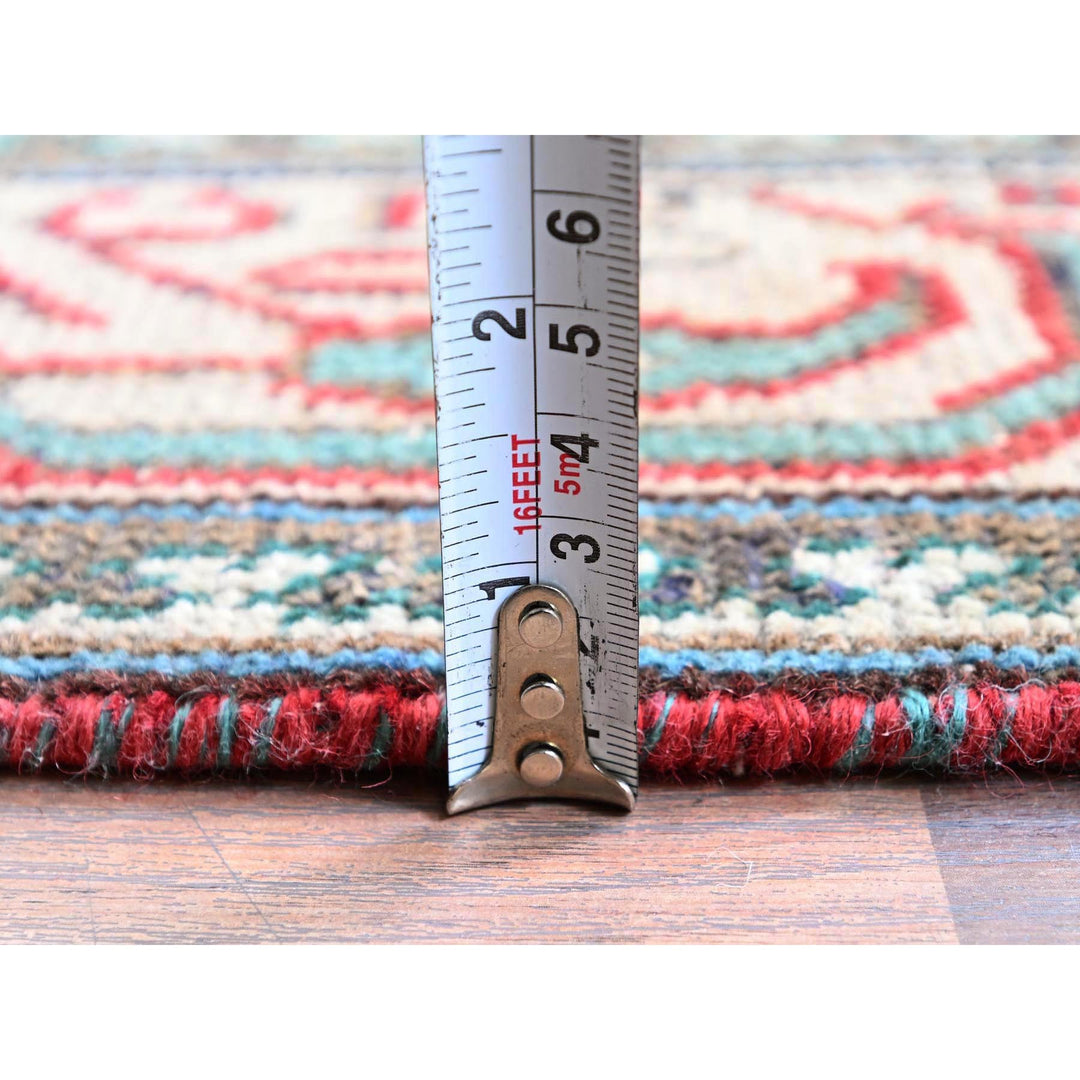 3'2" x 12'4" Vintage Hand Knotted Red Wool Runner Oriental Rug - MOA102779