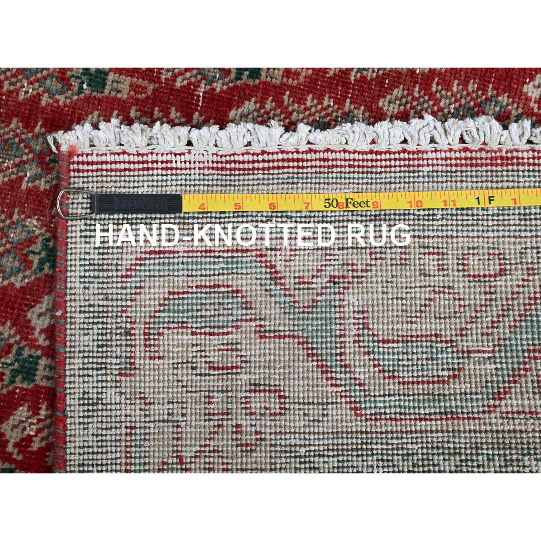 3'2" x 12'4" Vintage Hand Knotted Red Wool Runner Oriental Rug - MOA102779