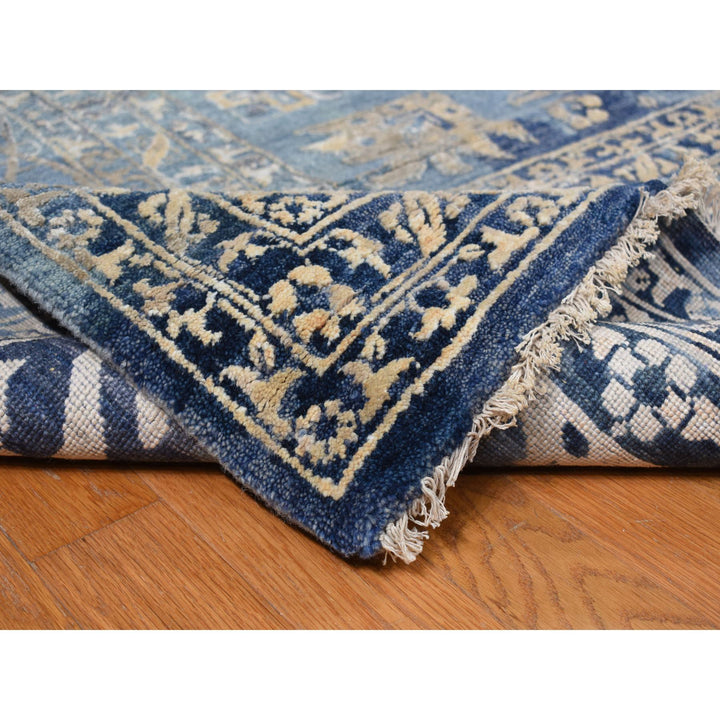 11'8" x 14'8" New Hand Knotted Blue Wool Rectangle Oriental Rug - MOA10278006