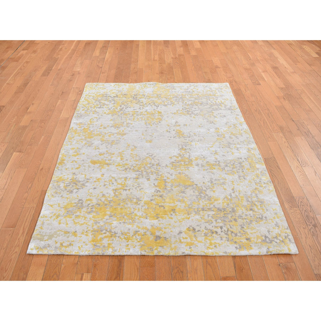 5'0" x 6'9" New Hand Knotted Yellow Cotton Rectangle Oriental Rug - MOA10278031