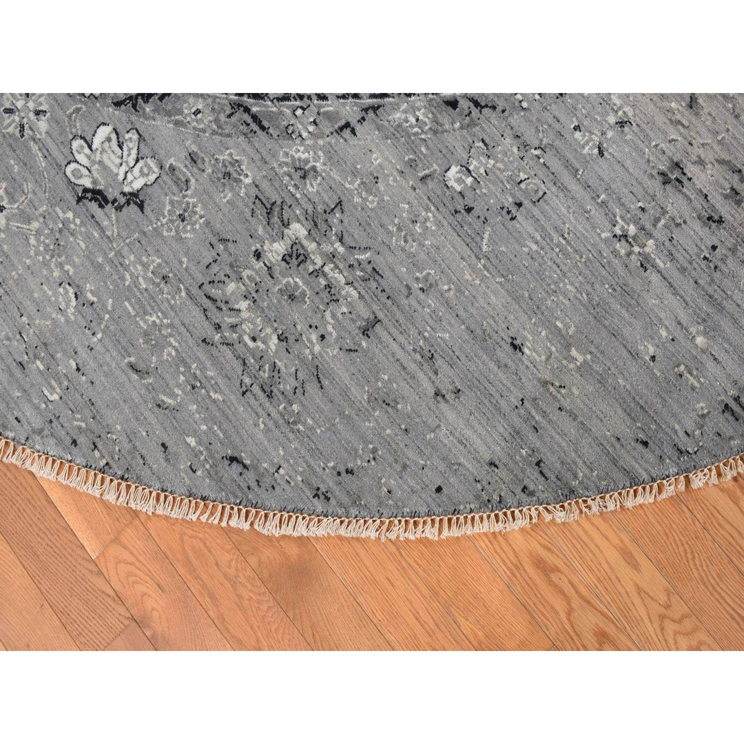 12'0" x 12'0" New Hand Knotted Grey Wool Round Oriental Rug - MOA10278036