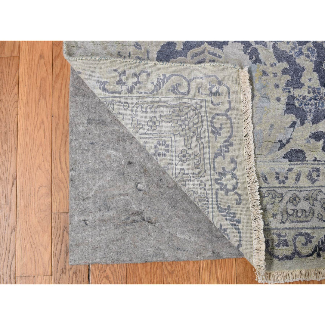 12'0" x 18'0" New Hand Knotted Grey Wool & Silk Rectangle Oriental Rug - MOA10278038