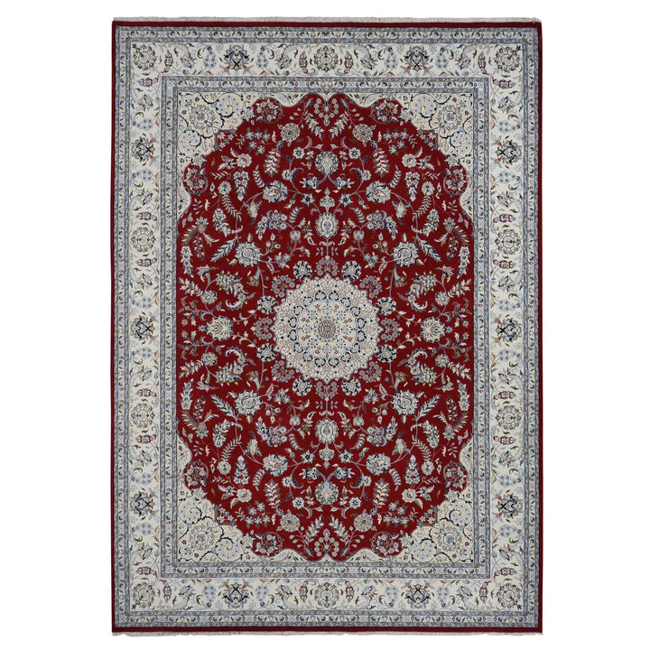 9'9" x 13'10" New Hand Knotted Red Wool Rectangle Oriental Rug - MOA10278039