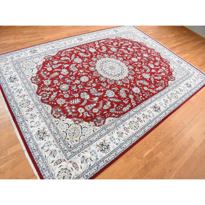 9'9" x 13'10" New Hand Knotted Red Wool Rectangle Oriental Rug - MOA10278039