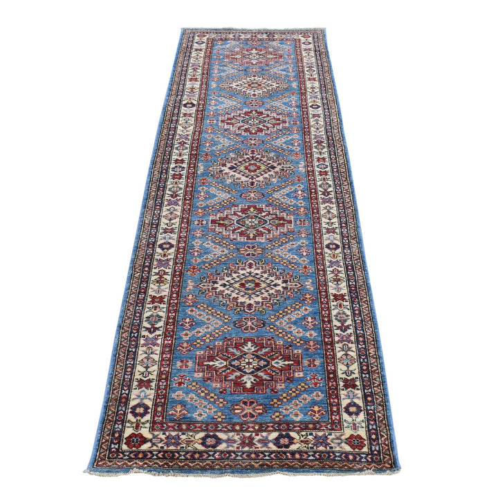 2'8" x 10'0" New Hand Knotted Blue Wool Runner Oriental Rug - MOA10278045