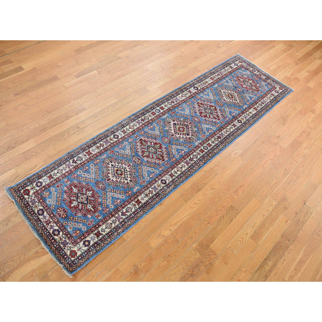 2'8" x 10'0" New Hand Knotted Blue Wool Runner Oriental Rug - MOA10278045