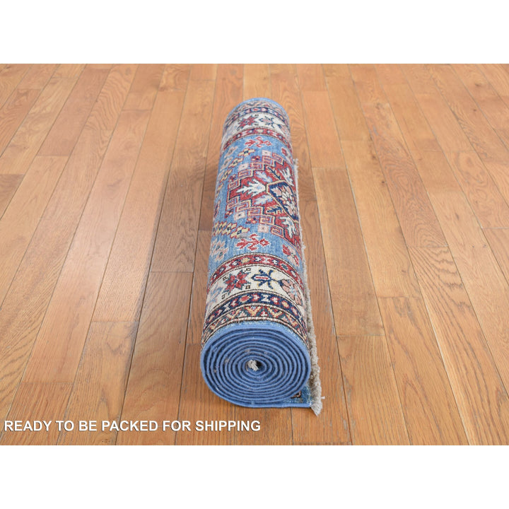 2'8" x 10'0" New Hand Knotted Blue Wool Runner Oriental Rug - MOA10278045