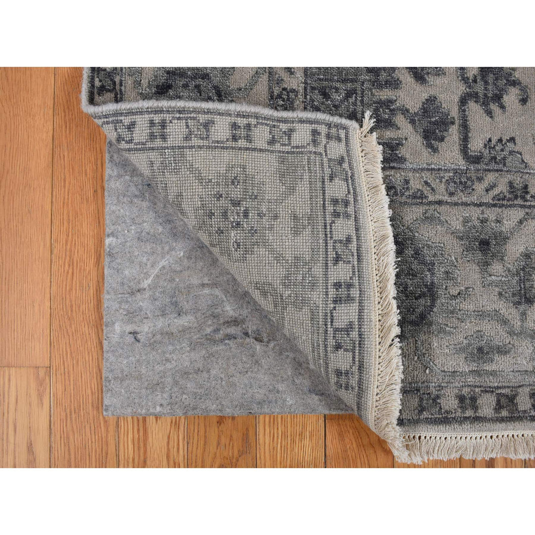 6'0" x 9'2" New Hand Knotted Grey Wool & Silk Rectangle Oriental Rug - MOA10278049