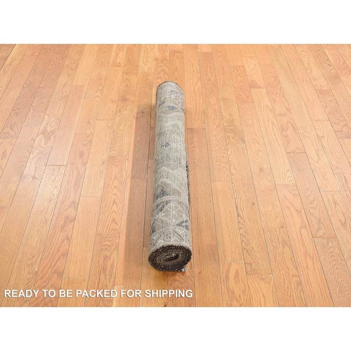 3'2" x 6'1" Vintage Hand Knotted Brown Wool Runner Oriental Rug - MOA10278054