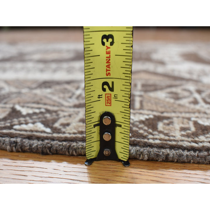 3'2" x 6'1" Vintage Hand Knotted Brown Wool Runner Oriental Rug - MOA10278054