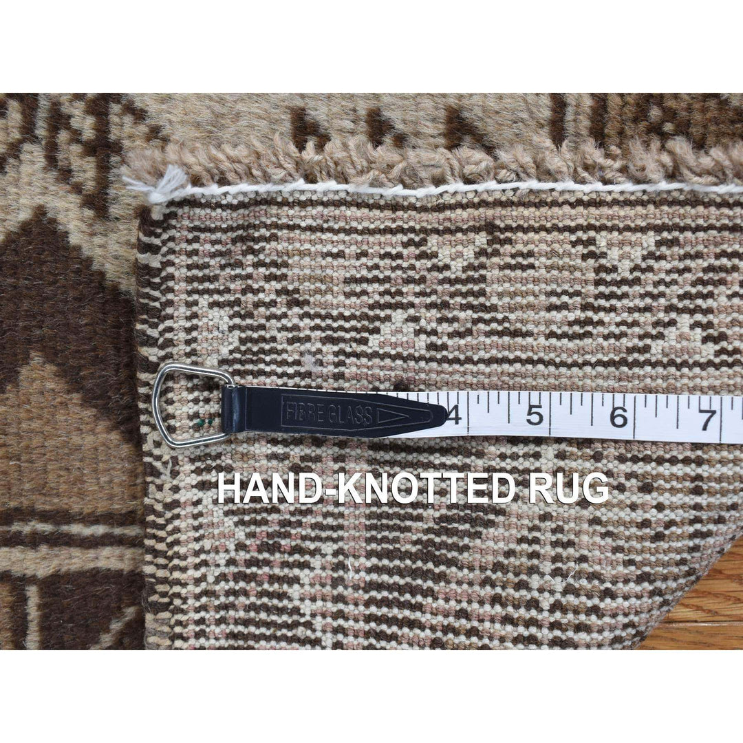 3'2" x 6'1" Vintage Hand Knotted Brown Wool Runner Oriental Rug - MOA10278054