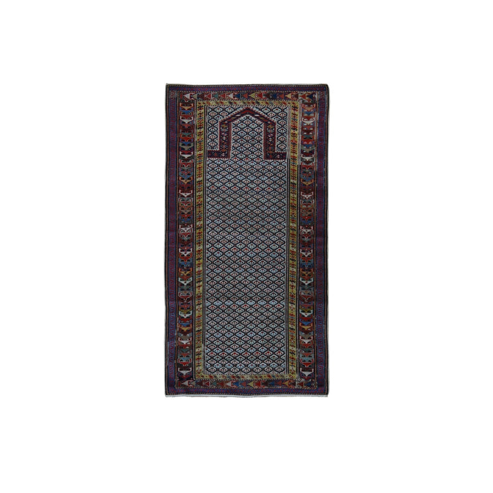 3'1" x 6'0" Vintage Hand Knotted Ivory Wool Runner Oriental Rug - MOA10278059