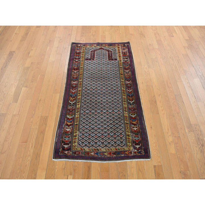 3'1" x 6'0" Vintage Hand Knotted Ivory Wool Runner Oriental Rug - MOA10278059