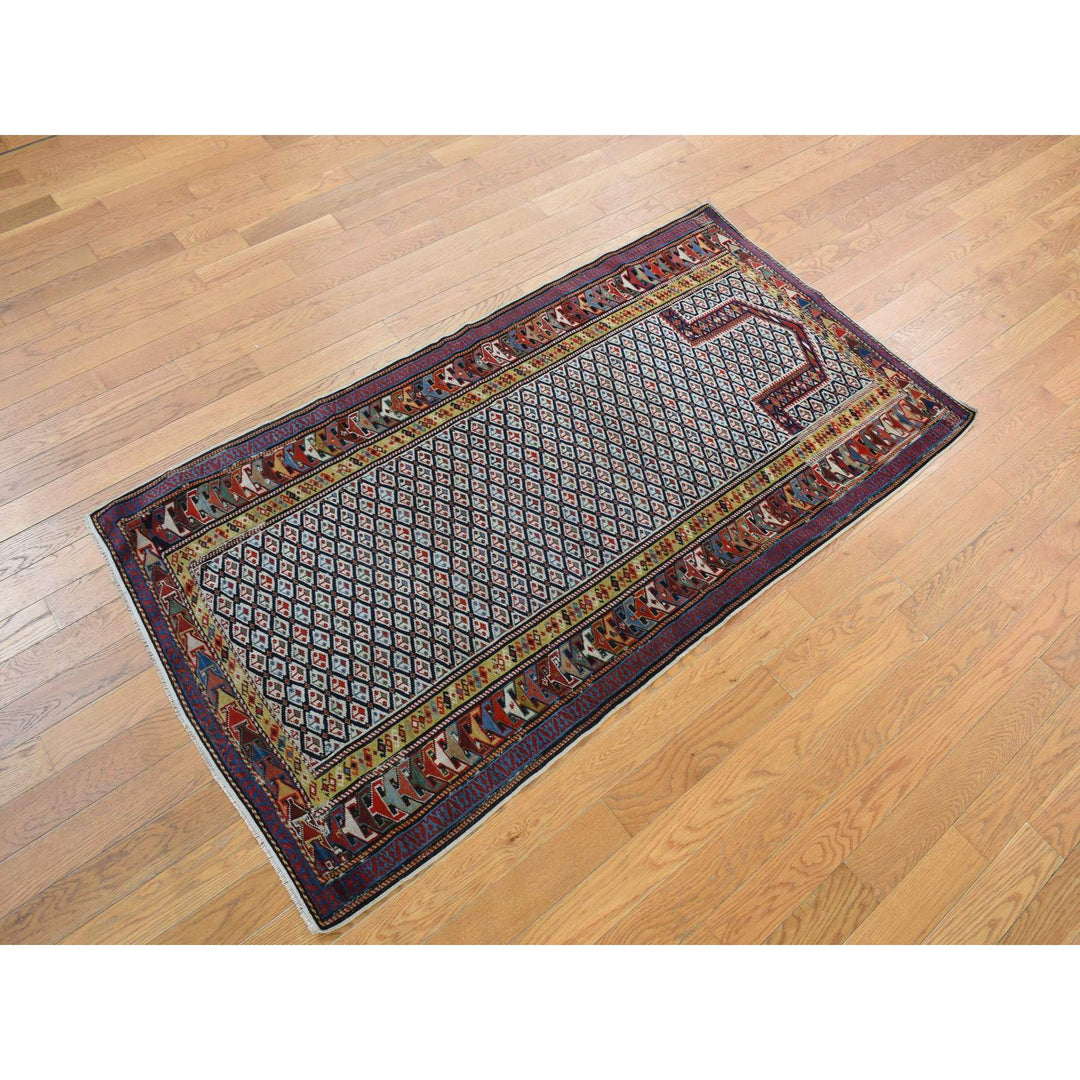 3'1" x 6'0" Vintage Hand Knotted Ivory Wool Runner Oriental Rug - MOA10278059