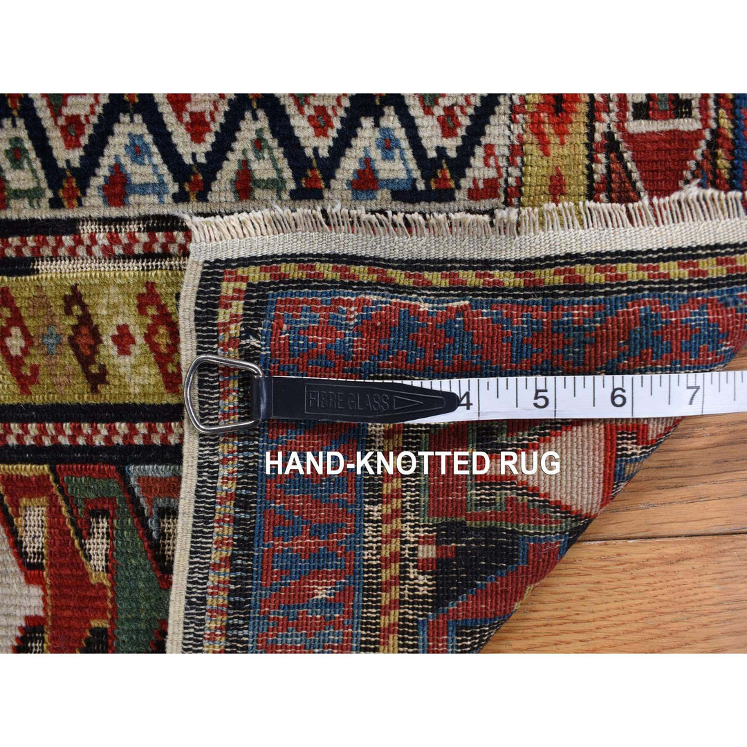 3'1" x 6'0" Vintage Hand Knotted Ivory Wool Runner Oriental Rug - MOA10278059