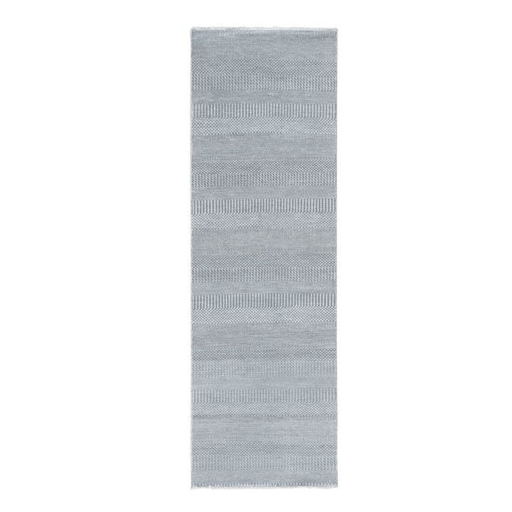 2'7" x 8'0" New Hand Knotted Grey Wool Runner Oriental Rug - MOA10278080