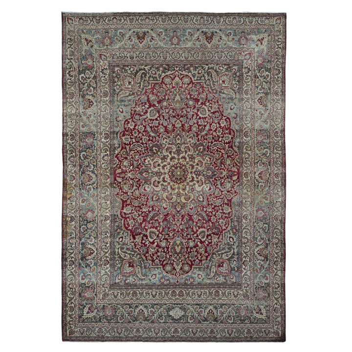 8'9" x 12'6" Vintage Hand Knotted Red Wool Rectangle Oriental Rug - MOA10278083