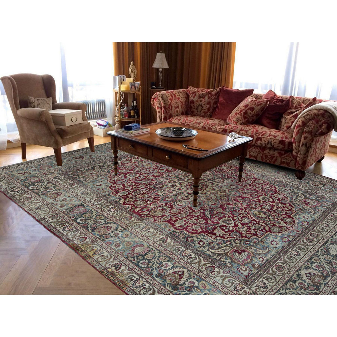 8'9" x 12'6" Vintage Hand Knotted Red Wool Rectangle Oriental Rug - MOA10278083