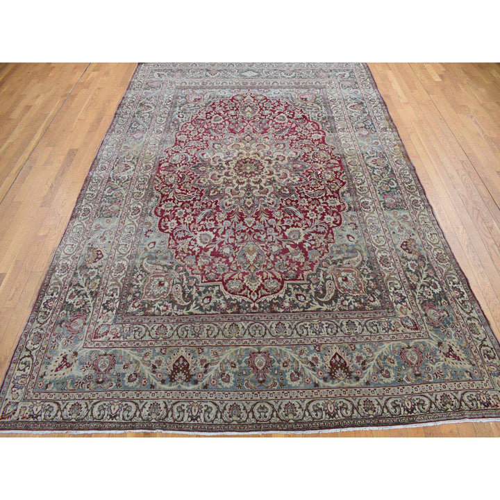 8'9" x 12'6" Vintage Hand Knotted Red Wool Rectangle Oriental Rug - MOA10278083