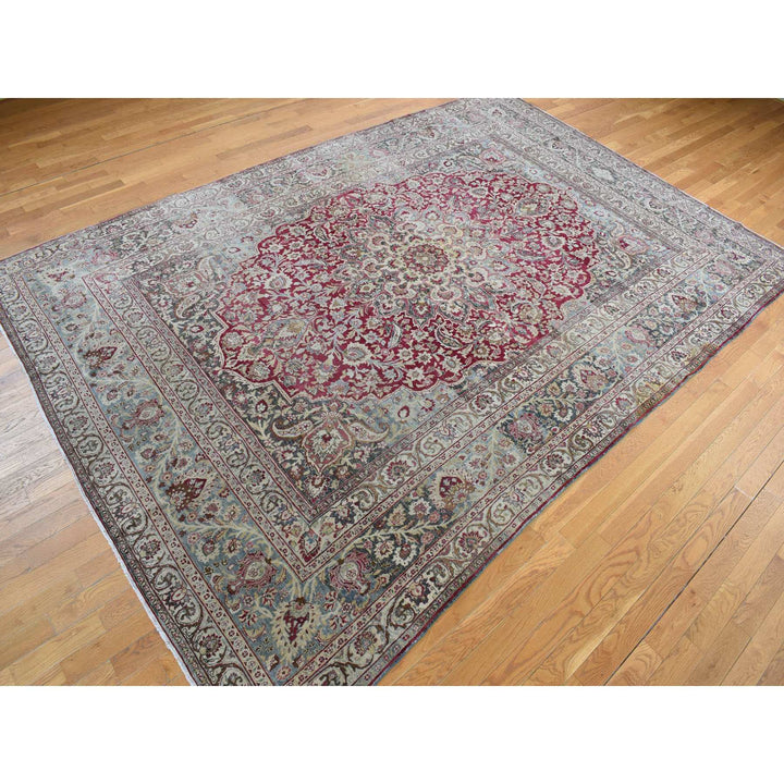 8'9" x 12'6" Vintage Hand Knotted Red Wool Rectangle Oriental Rug - MOA10278083