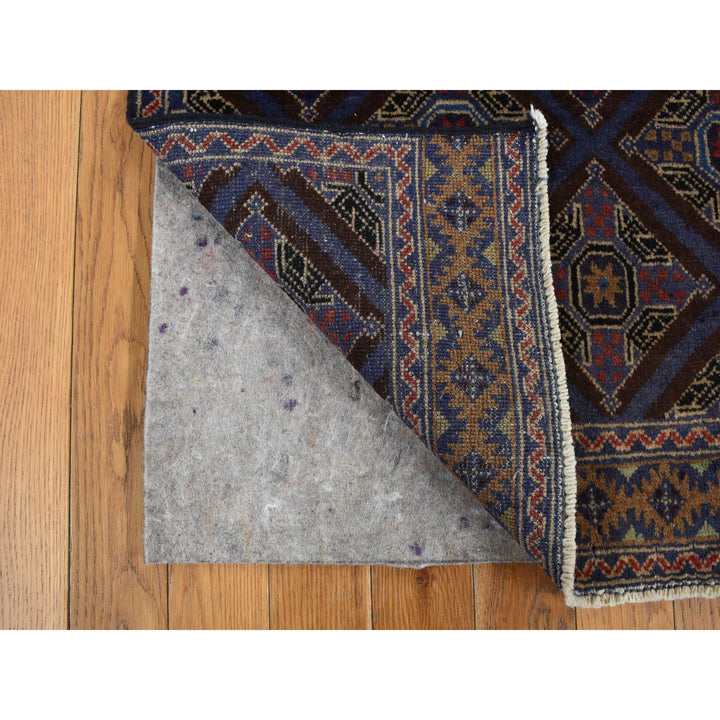 3'7" x 6'2" New Hand Knotted Blue Wool Rectangle Oriental Rug - MOA10278116