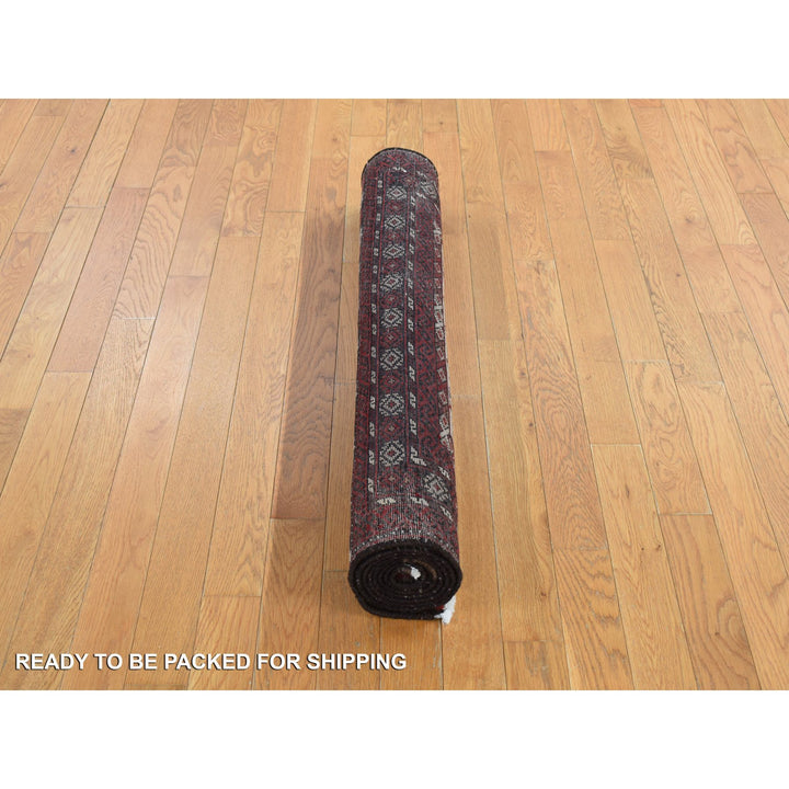 3'7" x 7'1" Vintage Hand Knotted Red Wool Runner Oriental Rug - MOA10278118
