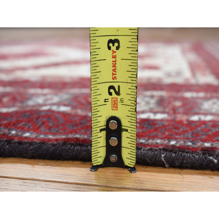 3'7" x 7'1" Vintage Hand Knotted Red Wool Runner Oriental Rug - MOA10278118