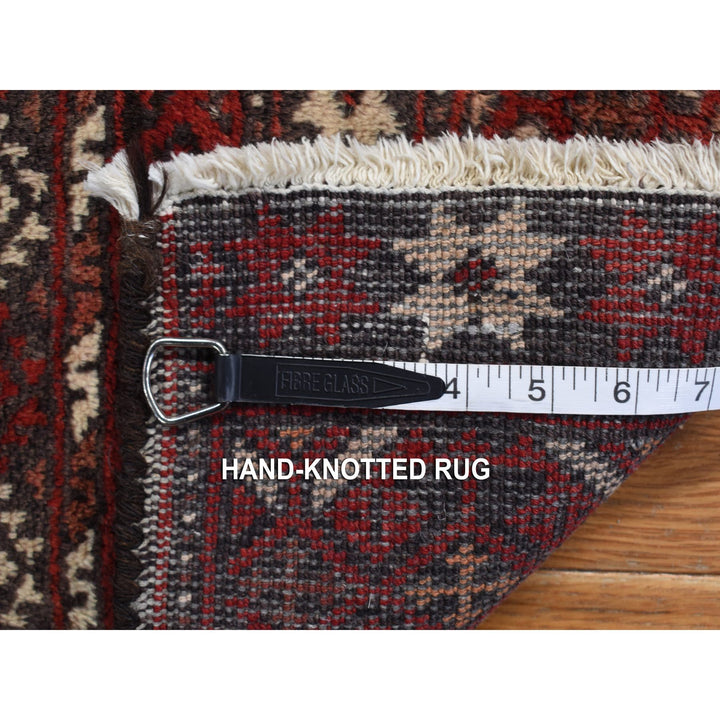 3'7" x 7'1" Vintage Hand Knotted Red Wool Runner Oriental Rug - MOA10278118