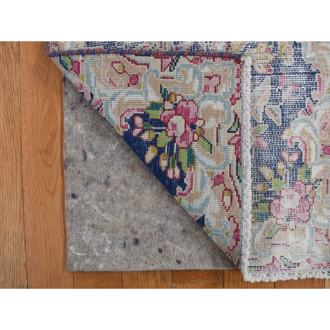 1'7" x 2'2" Vintage Hand Knotted Blue Wool Rectangle Oriental Rug - MOA10278120