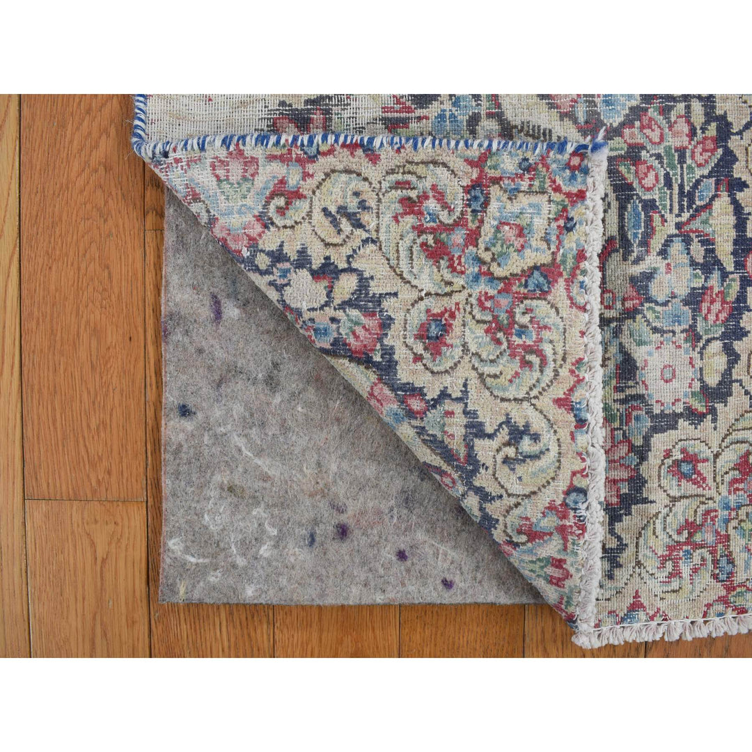 1'5" x 1'6" Vintage Hand Knotted Blue Wool Square Oriental Rug - MOA10278121