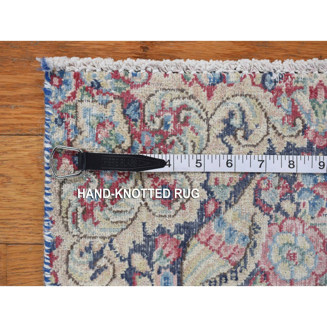 1'5" x 1'6" Vintage Hand Knotted Blue Wool Square Oriental Rug - MOA10278121