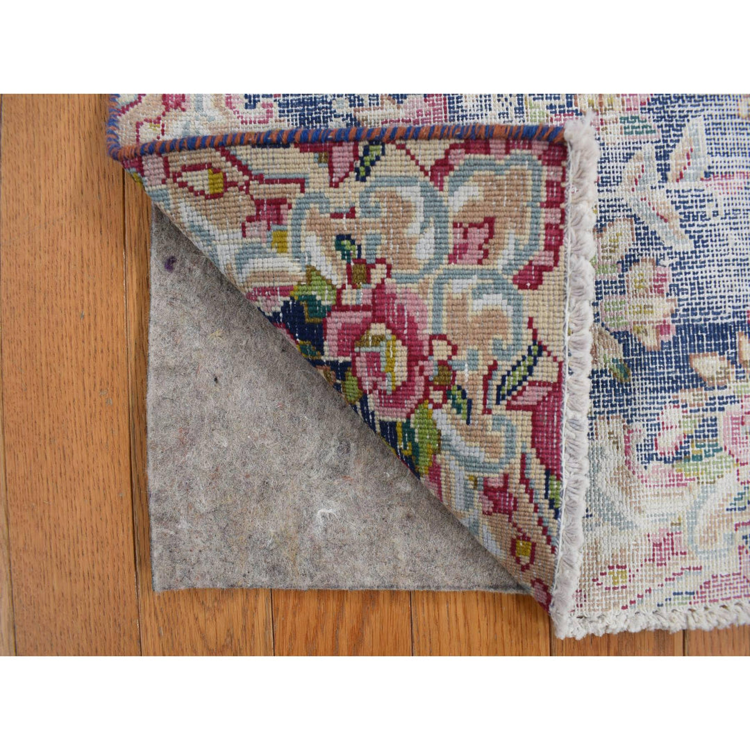 1'6" x 1'7" Vintage Hand Knotted Blue Wool Square Oriental Rug - MOA10278122