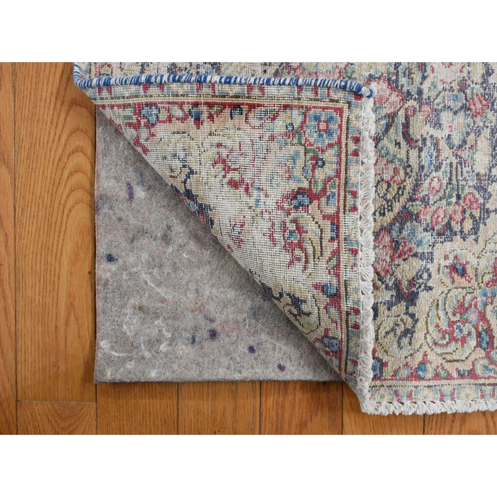 1'7" x 1'7" Vintage Hand Knotted Blue Wool Square Oriental Rug - MOA10278123