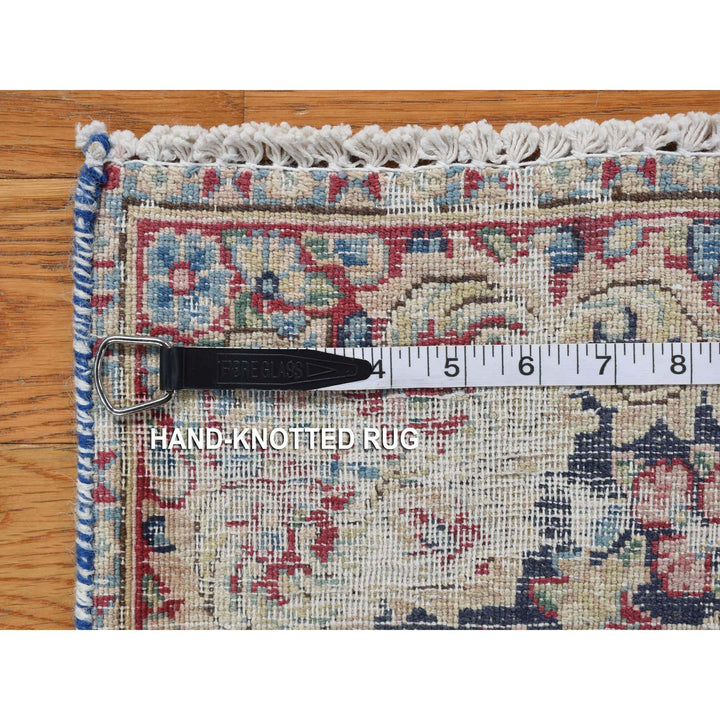 1'7" x 1'7" Vintage Hand Knotted Blue Wool Square Oriental Rug - MOA10278123