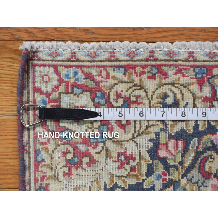 1'8" x 1'9" Vintage Hand Knotted Blue Wool Square Oriental Rug - MOA10278124