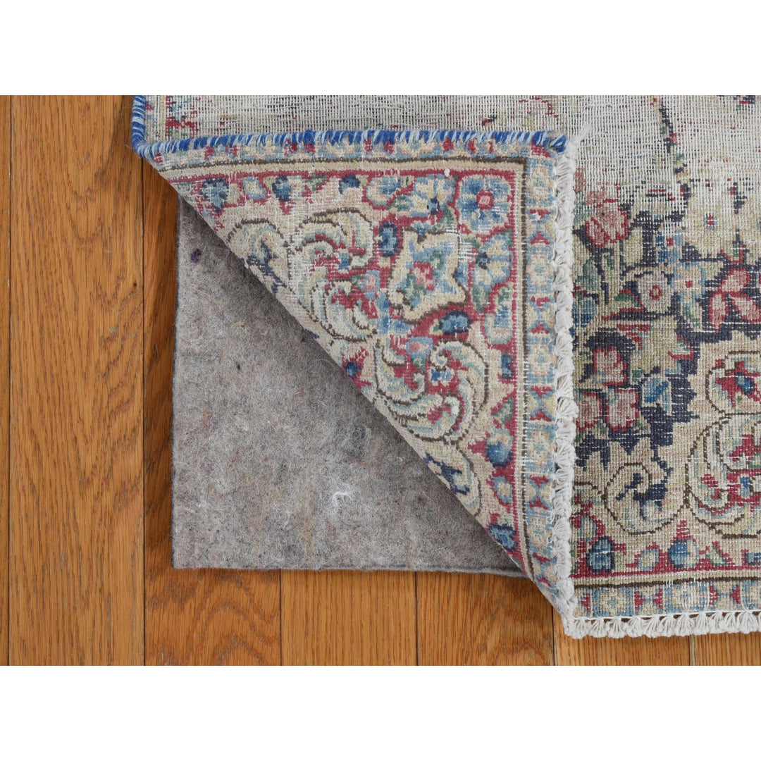 1'7" x 1'8" Vintage Hand Knotted Blue Wool Square Oriental Rug - MOA10278125