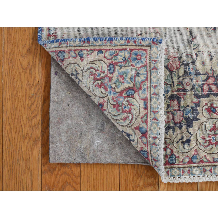 1'7" x 1'8" Vintage Hand Knotted Blue Wool Square Oriental Rug - MOA10278125