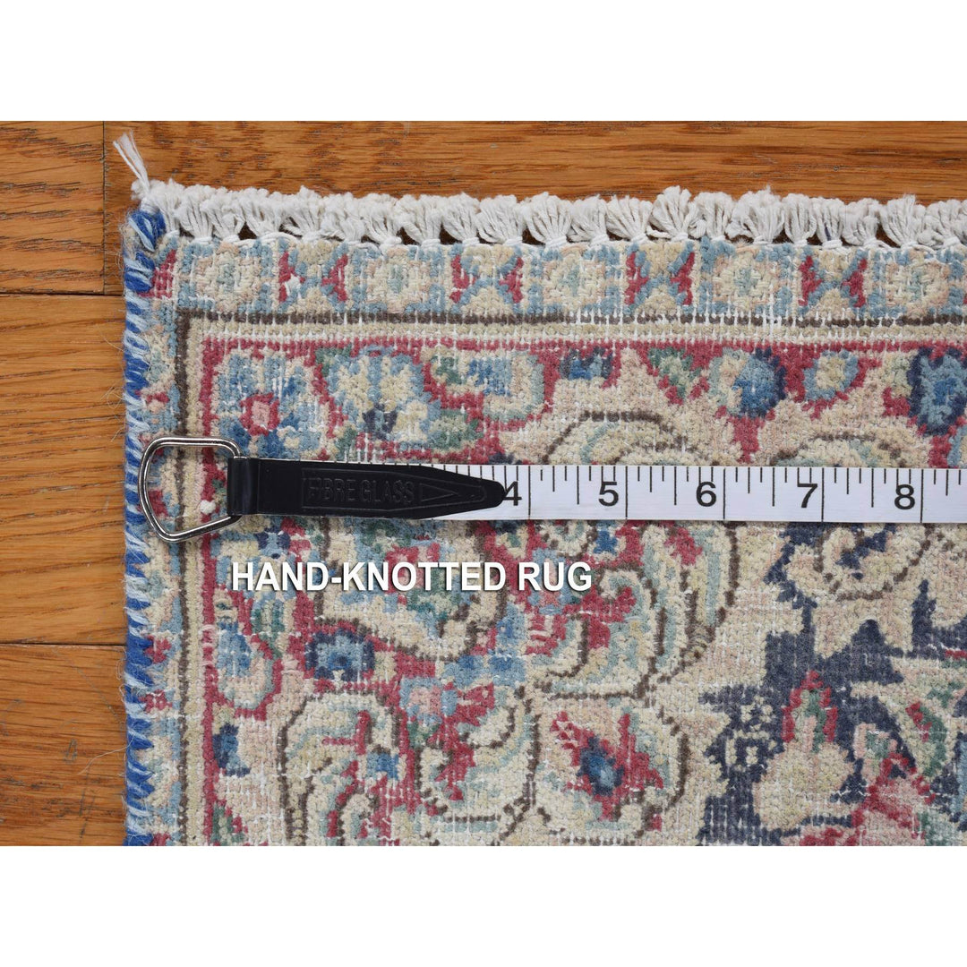 1'7" x 1'8" Vintage Hand Knotted Blue Wool Square Oriental Rug - MOA10278125
