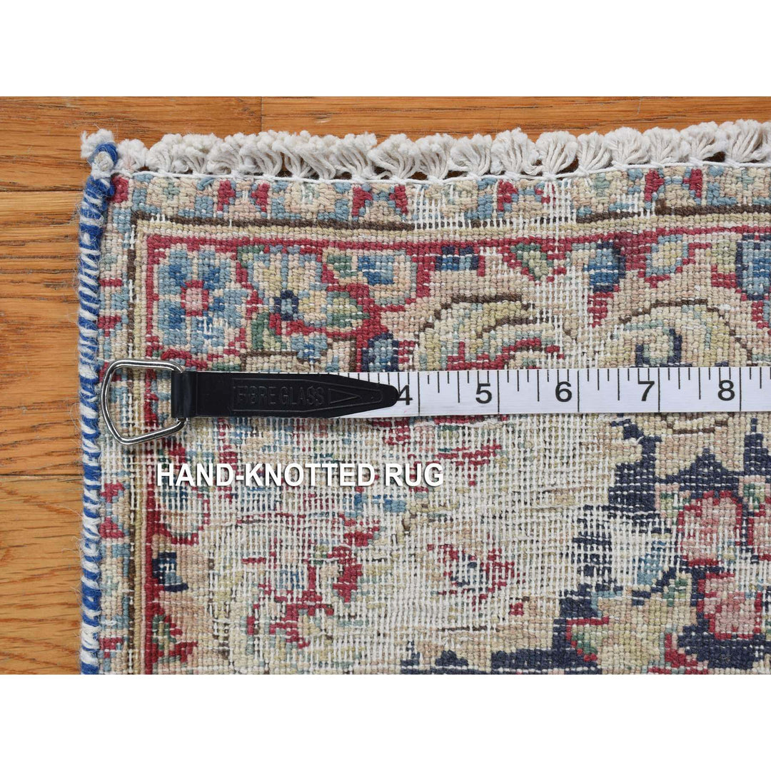 1'7" x 2'2" Vintage Hand Knotted Blue Wool Rectangle Oriental Rug - MOA10278126