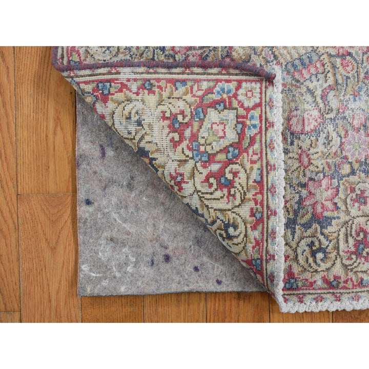1'9" x 1'9" Vintage Hand Knotted Blue Wool Square Oriental Rug - MOA10278127