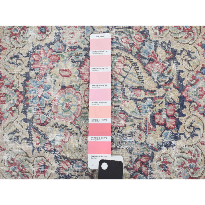 1'9" x 1'9" Vintage Hand Knotted Blue Wool Square Oriental Rug - MOA10278127